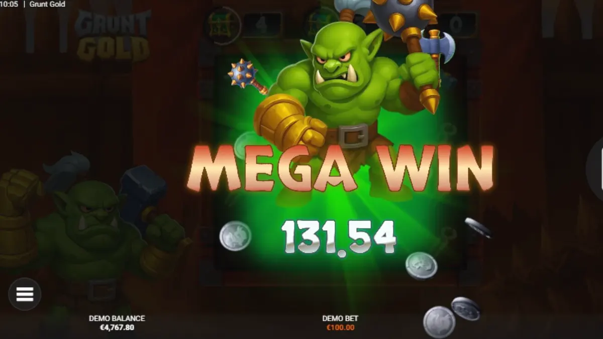 Tampilan visual slot Grunt Gold dengan tema Orc dan harta karun