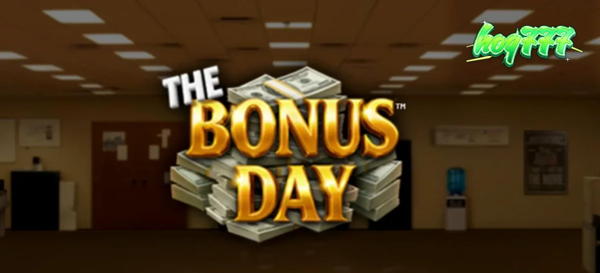 Tampilan visual slot The Bonus Day dengan tema kantor yang penuh dengan simbol bonus dan elemen korporat.